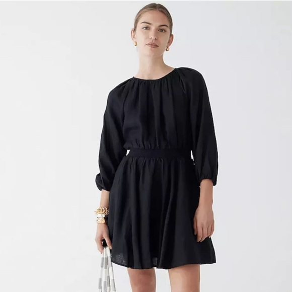 J. Crew Dresses & Skirts - NEW! J.Crew Palermo Smocked-Waist Mini Dress in Washed Black